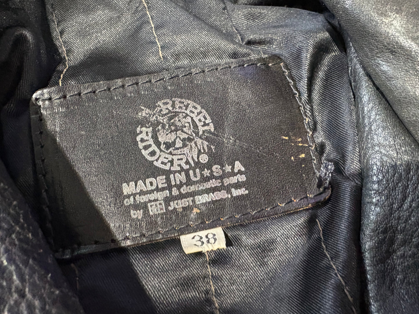 Rebel Rider Airbrushed Lobo Leather Biker Jacket - Black Size 38/Medium