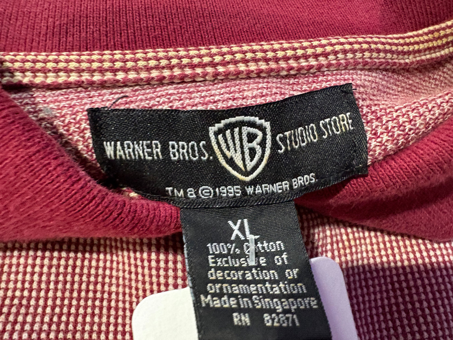 1995 Looney Tunes Wile Coyote Golf Polo Shirt - Red Size XL