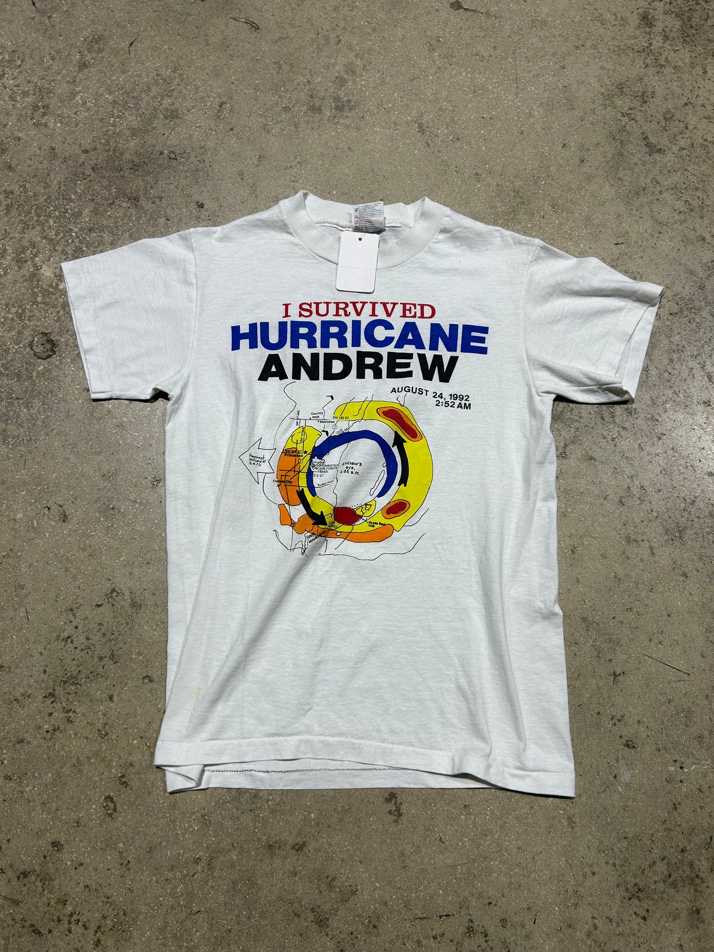 1992 I Survived Hurricane Andrew Tee - White Size Small