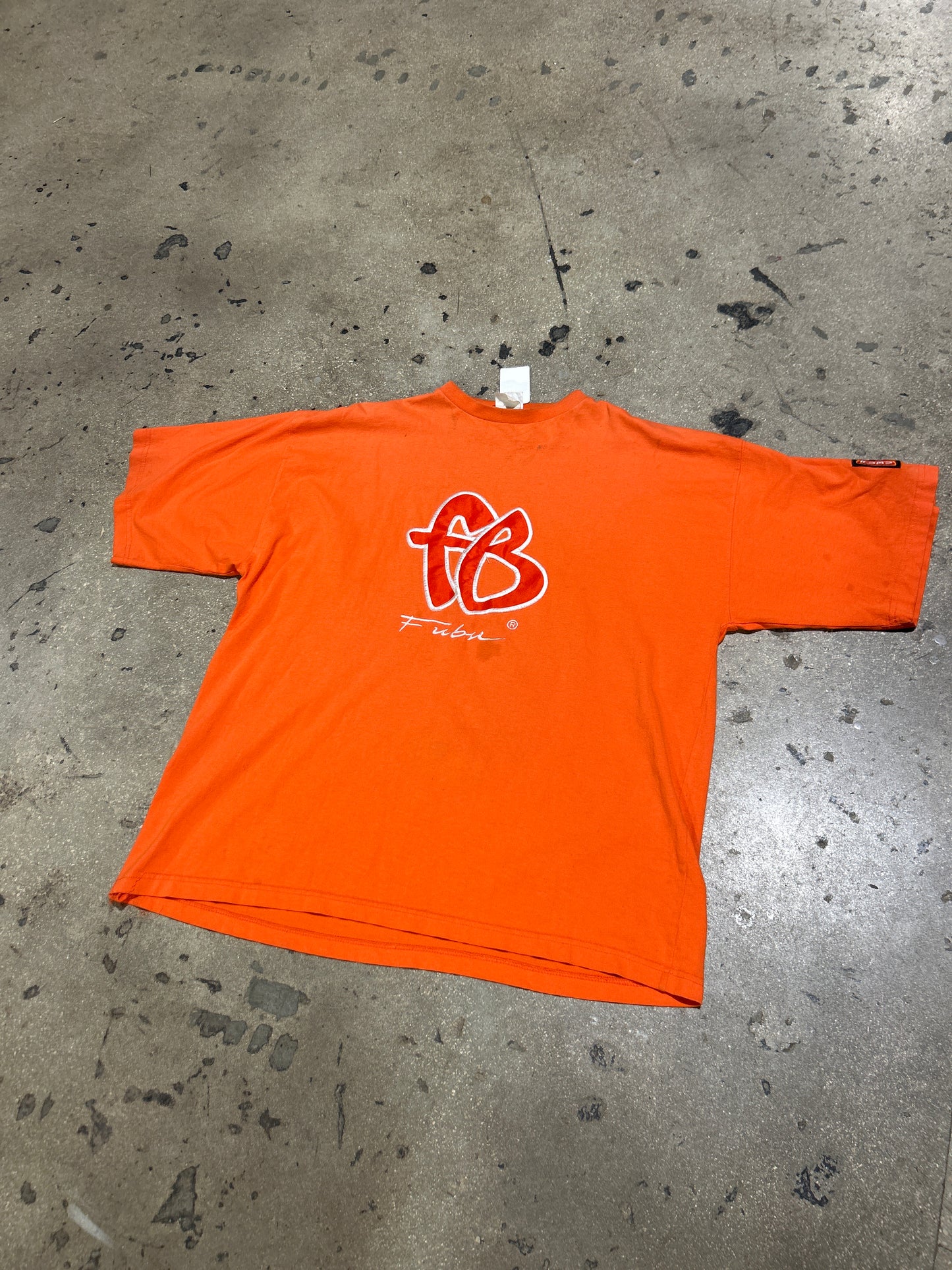 FUBU Embroidered Logo Tee - Orange Size XXL