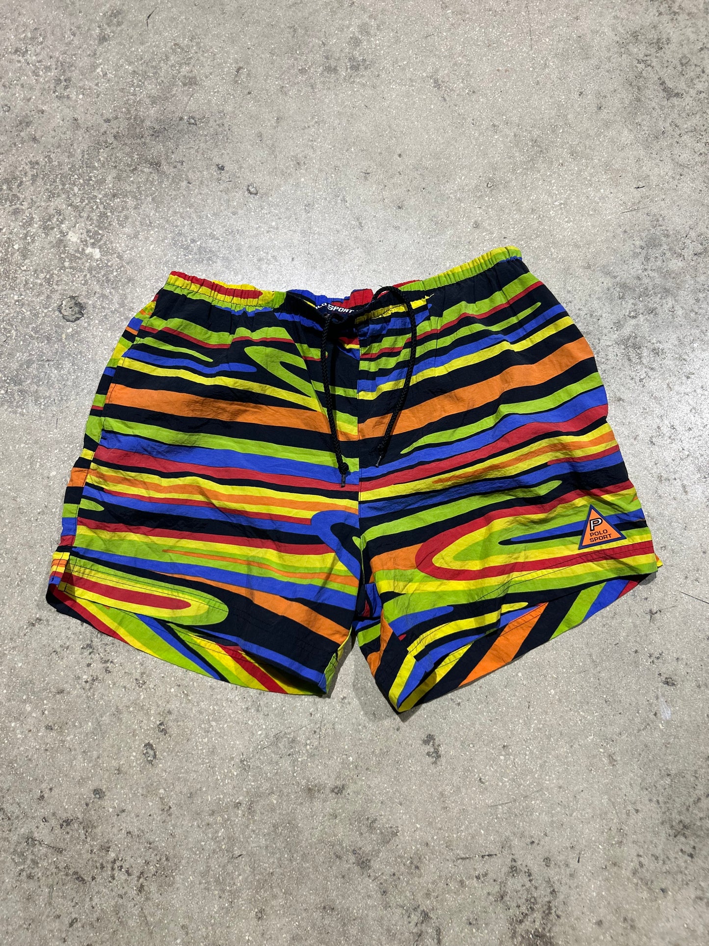 Polo Colorful Stripped Swim Shorts - Multi/Black Size Large
