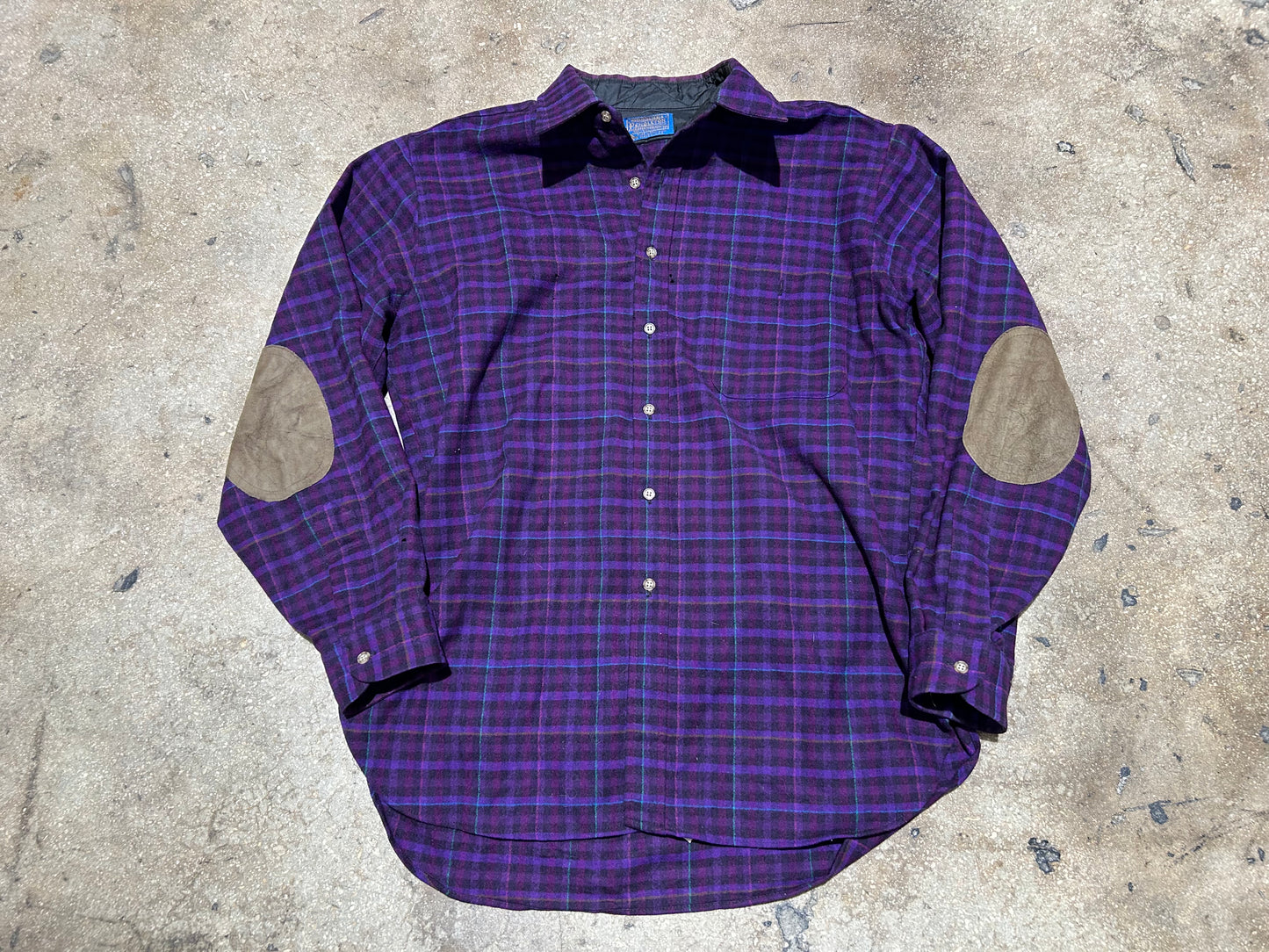 Pendleton Elbow Patch Shirt - Purple Size Large(con)