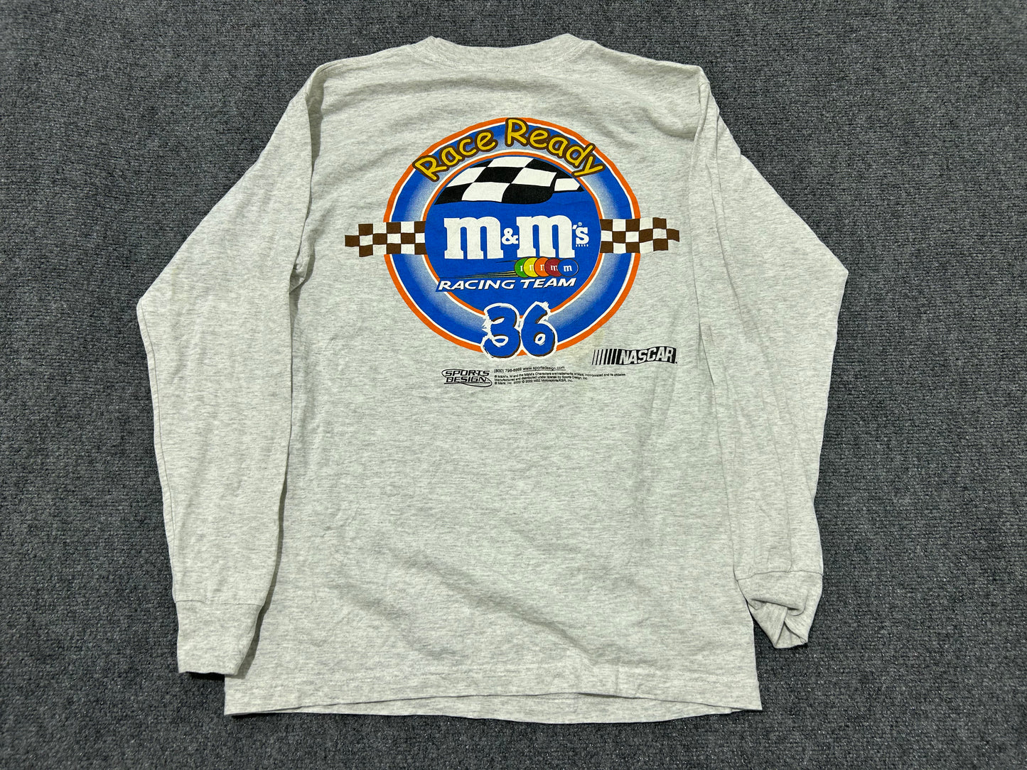 2002 Ken Schrader M&M #36 Nascar Longsleeve - Gray Size Medium