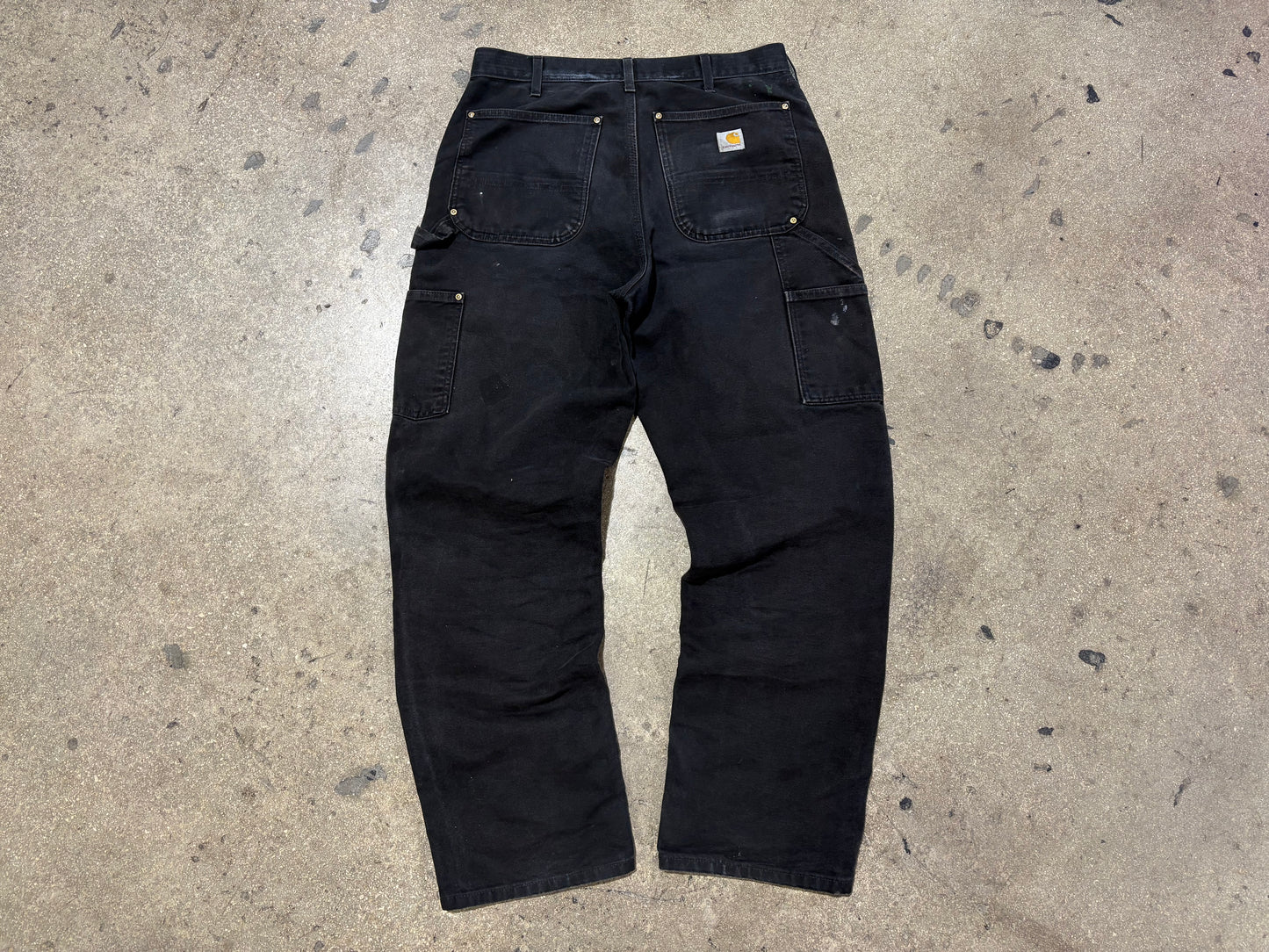 Distressed Carhartt Double Knee Pants - Black Size 32x32