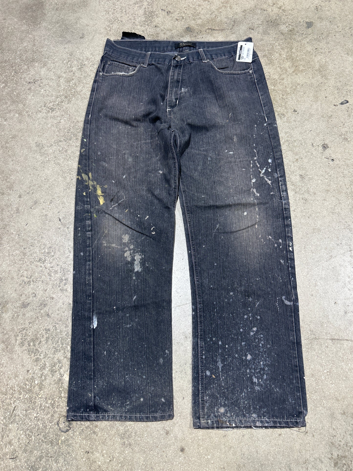 Chams Paint Splattered Jeans - Black Size 36