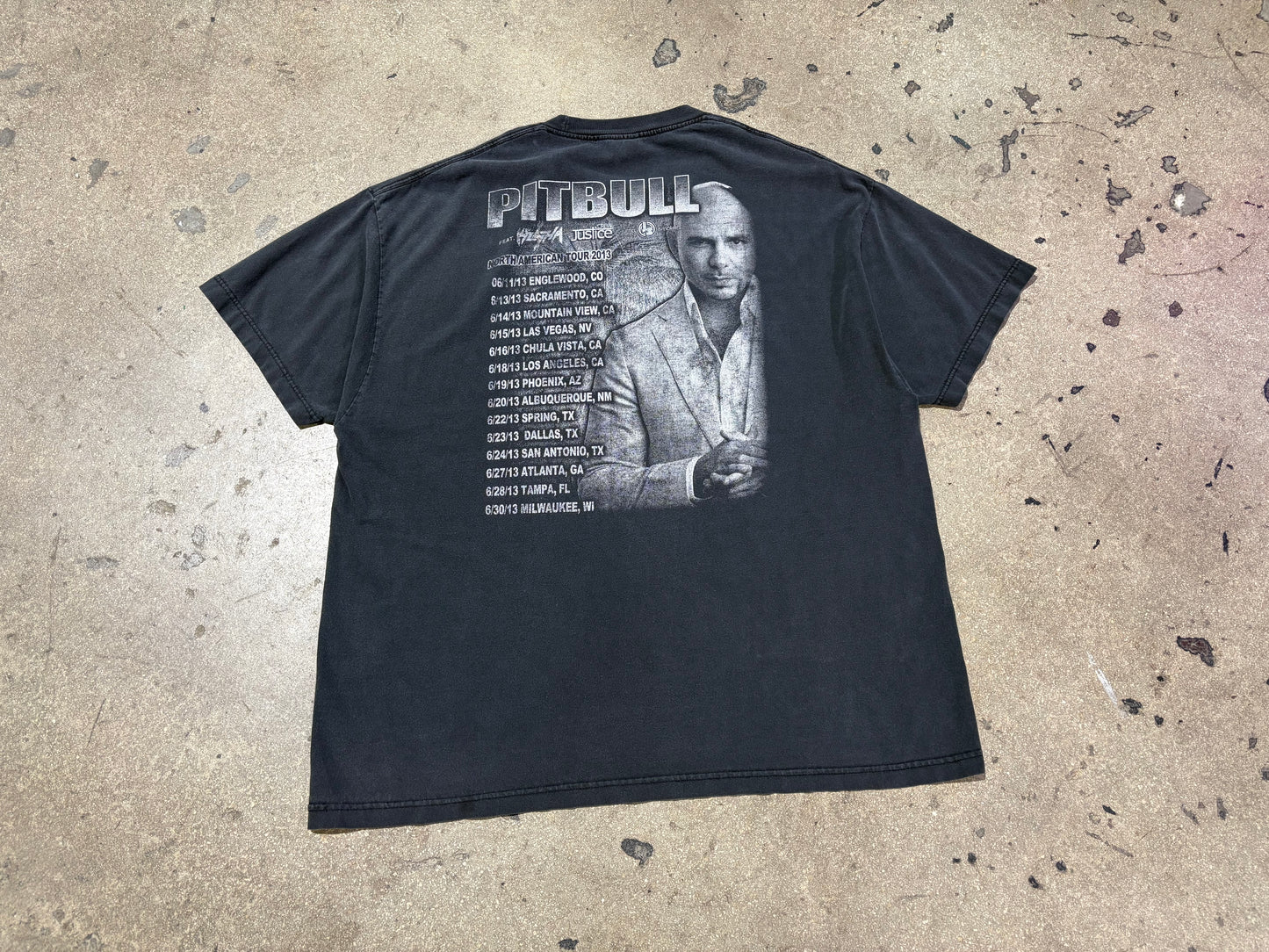 2013 Pitbull Tour Tee - Faded Black Size XXL