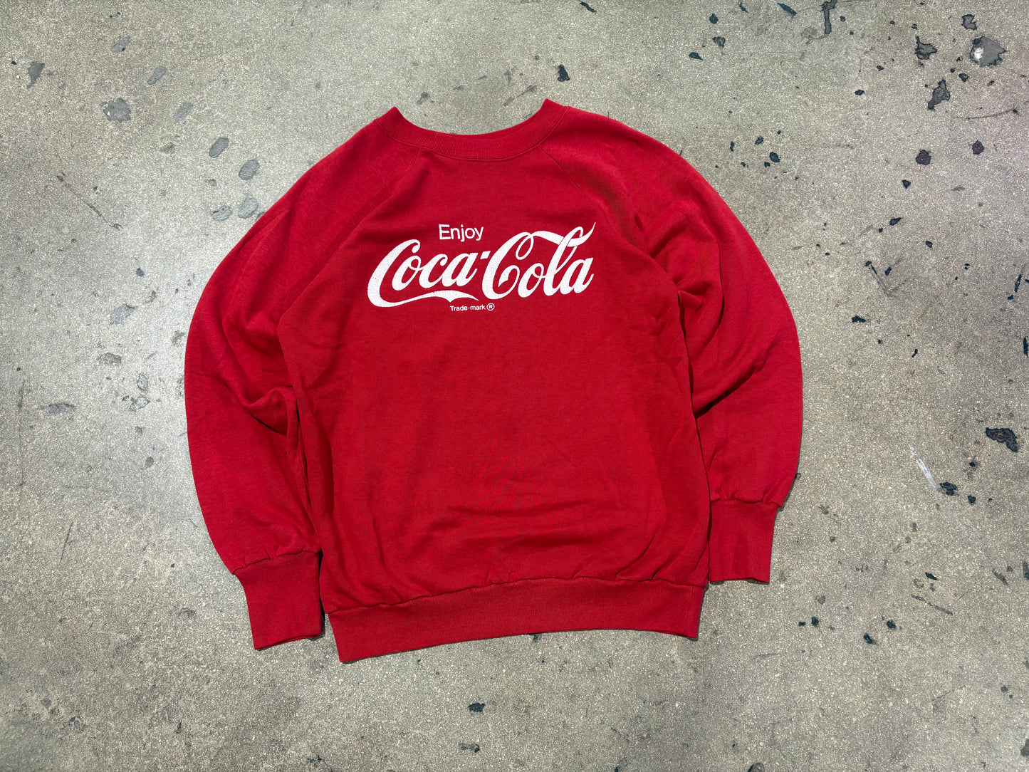 80s Coca Cola Raglan Crewneck - Red Size Medium