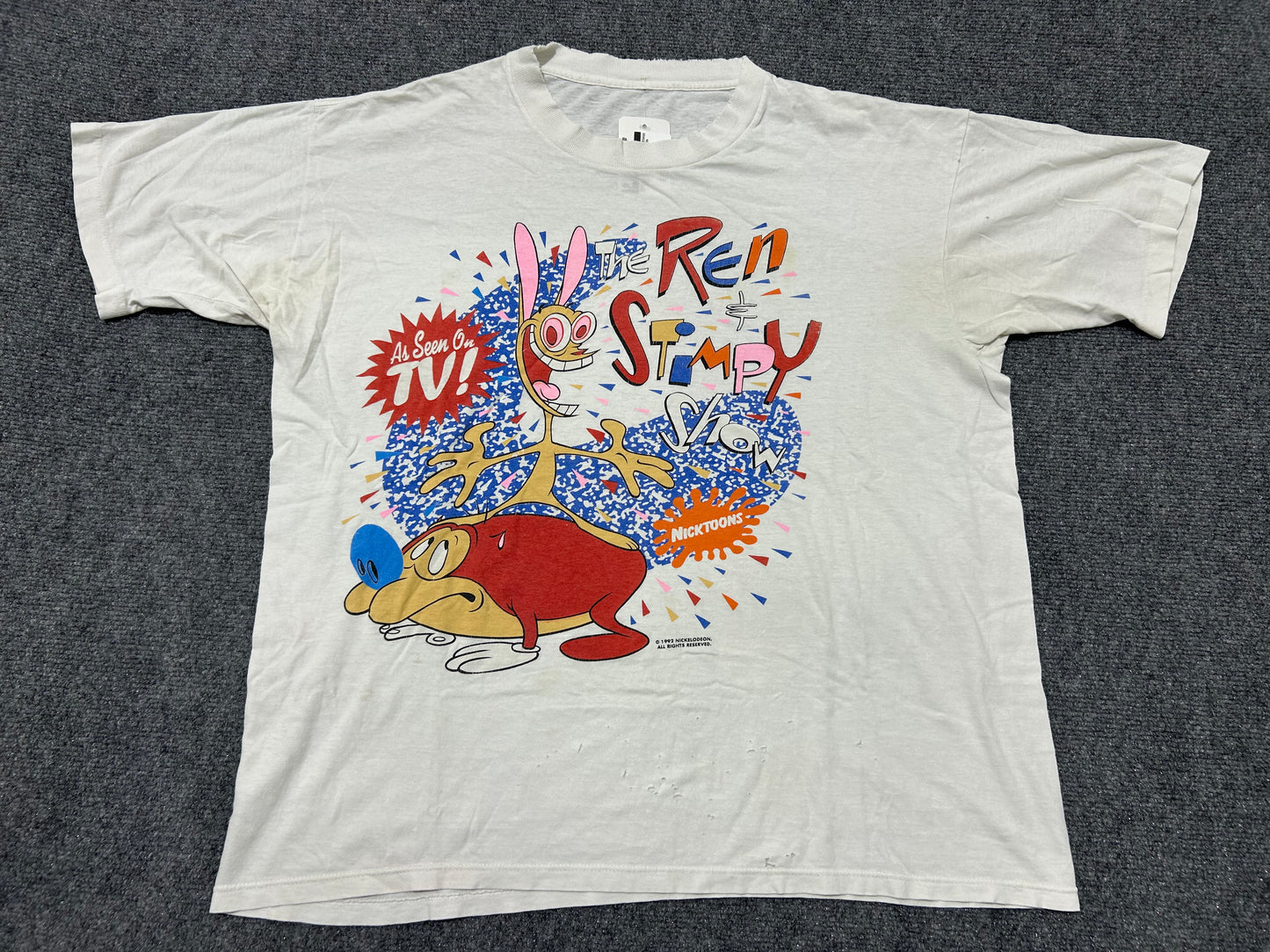 1992 The Ren & Stimpy Show Tee - White Size XL