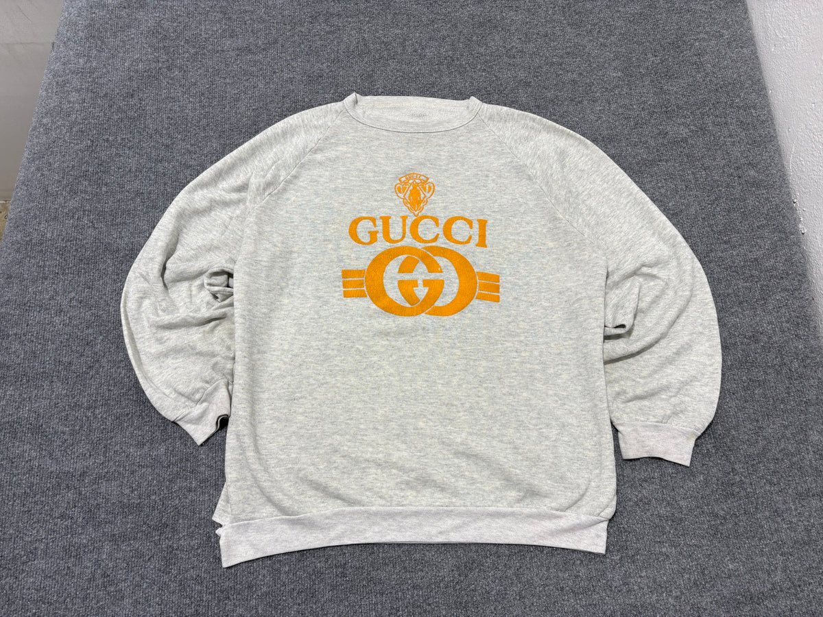 Boot Gucci Crest Logo Crewneck Sweatshirt - Grey Size XL