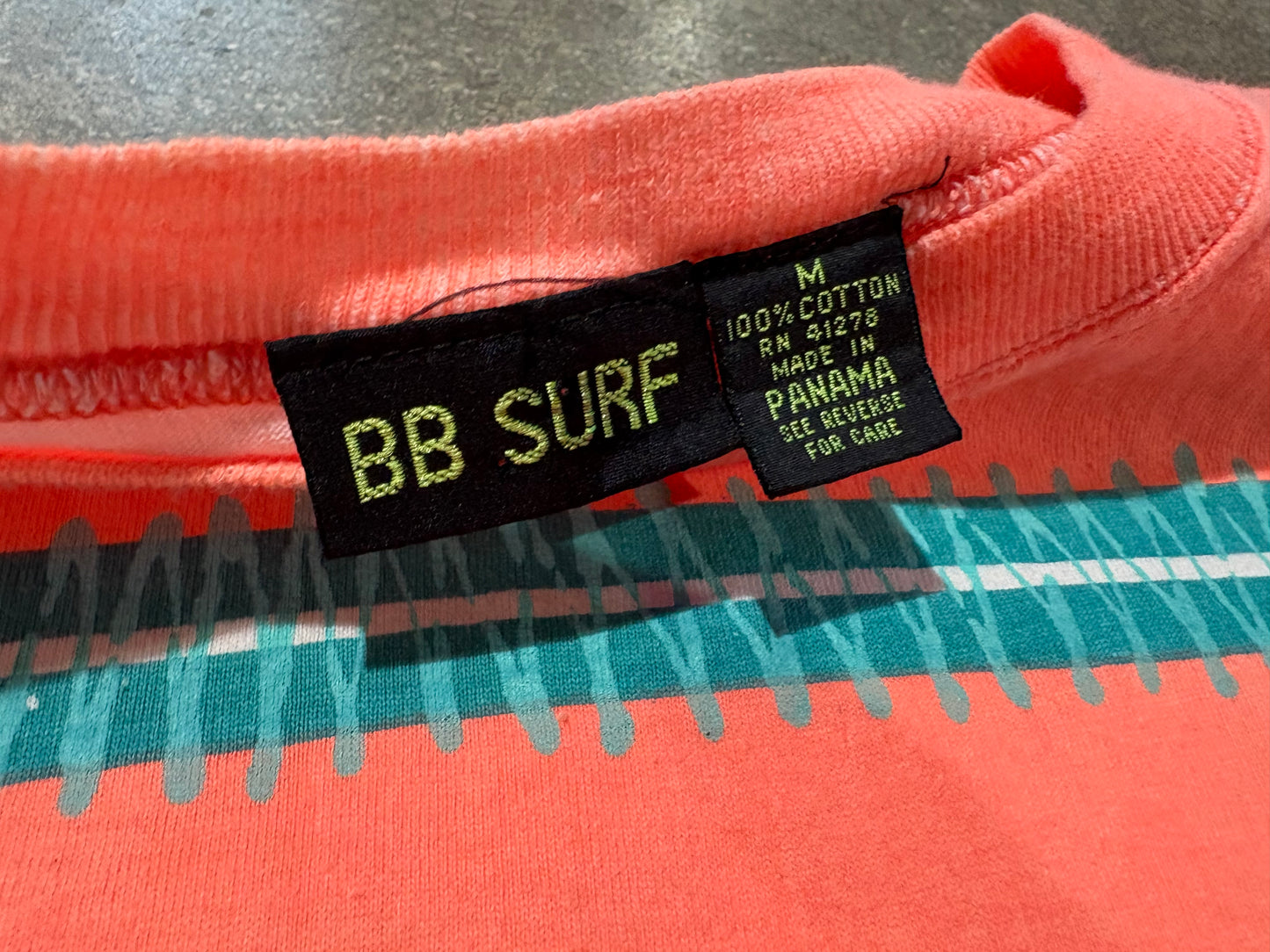 BB Surf Striped Tee - Orange/Teal Size Medium