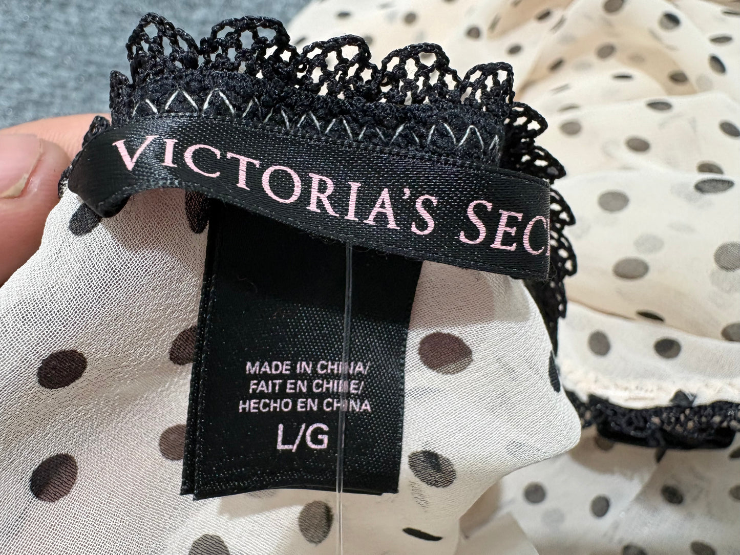 Victoria Secret Polka Dot Lingerie Dress - Cream / Black Size Large