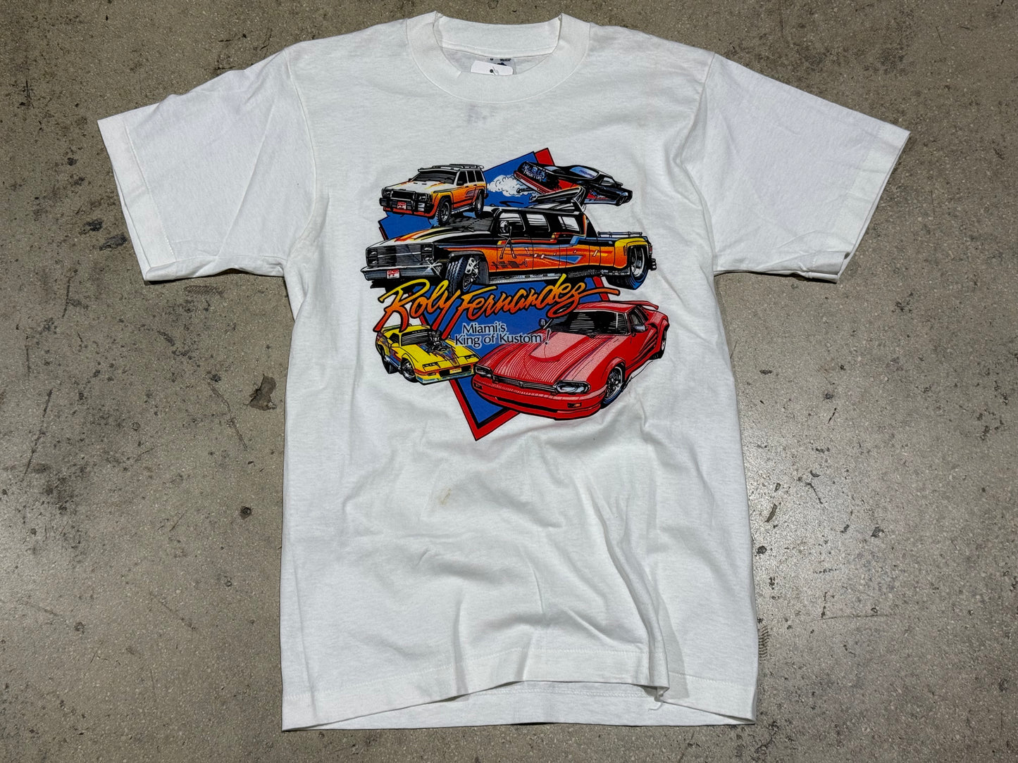 90s Miami King Of Kustom Cars Tee - White Size Medium