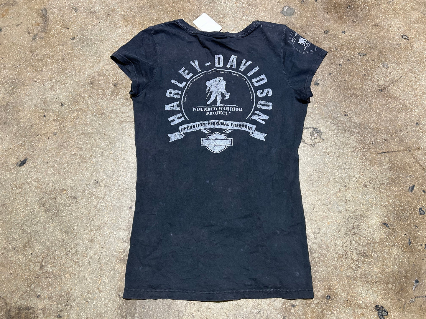 WMNS Harley Davidson Wounded Warrior Project Tee - Black Size Medium