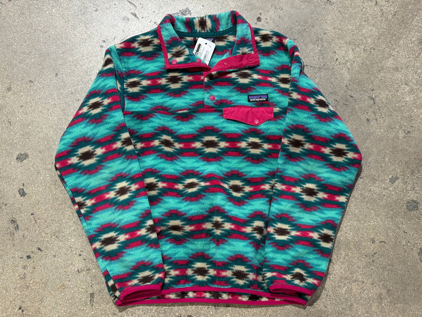Patagonia Synchilla Zip Up Fleece Jacket - Green/Pink Size Medium
