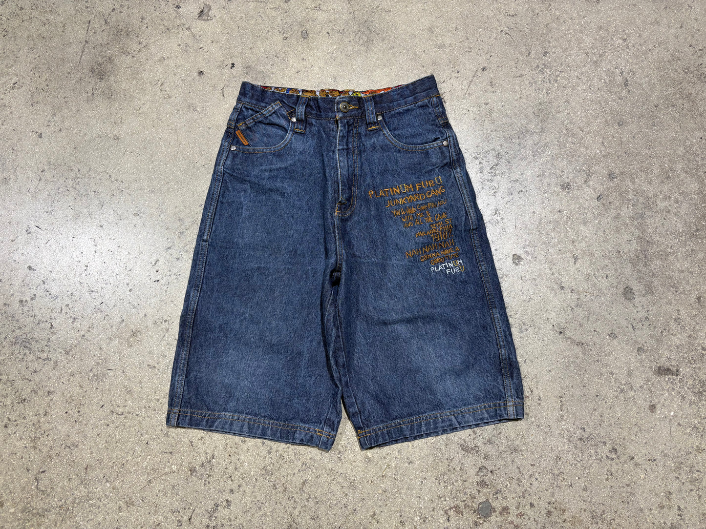 Womens Fubu Fat Albert Embroidered Denim Jhorts - Blue Size 26