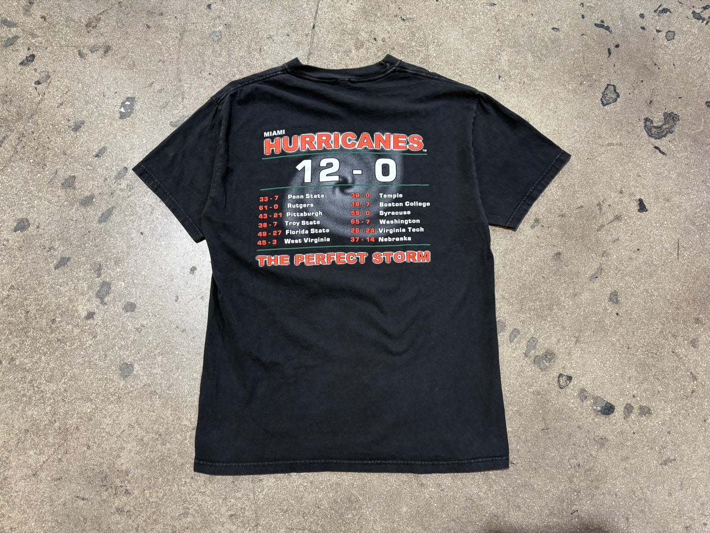2001 Miami Hurricanes Perfect Storm Tee - Black Size Large