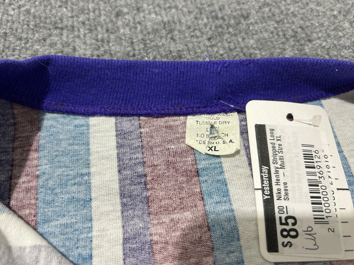 Nike Henley Stripped Long Sleeve - Multi Size XL