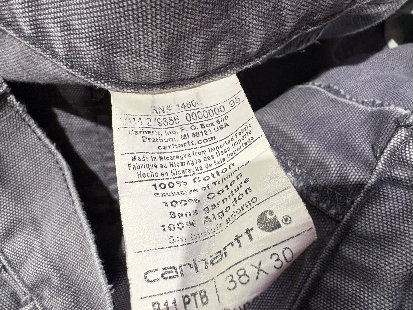 Carhartt Carpenter Work Pants - Faded Grey Size 38 x 30