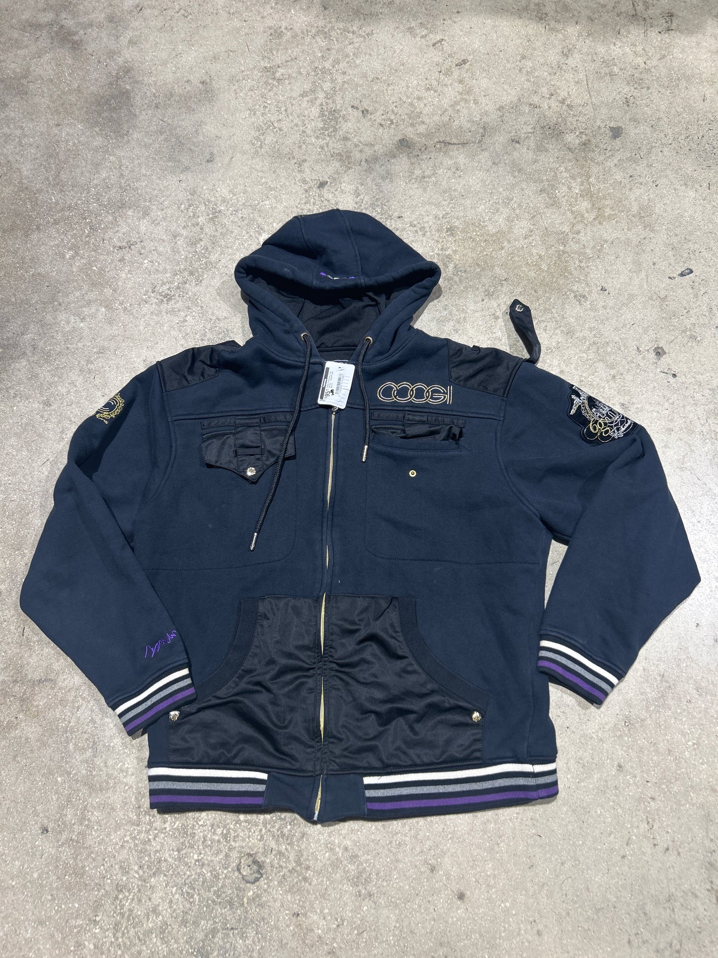Coogi Embroidery Logo Hoodie - Black/Purple Size XL