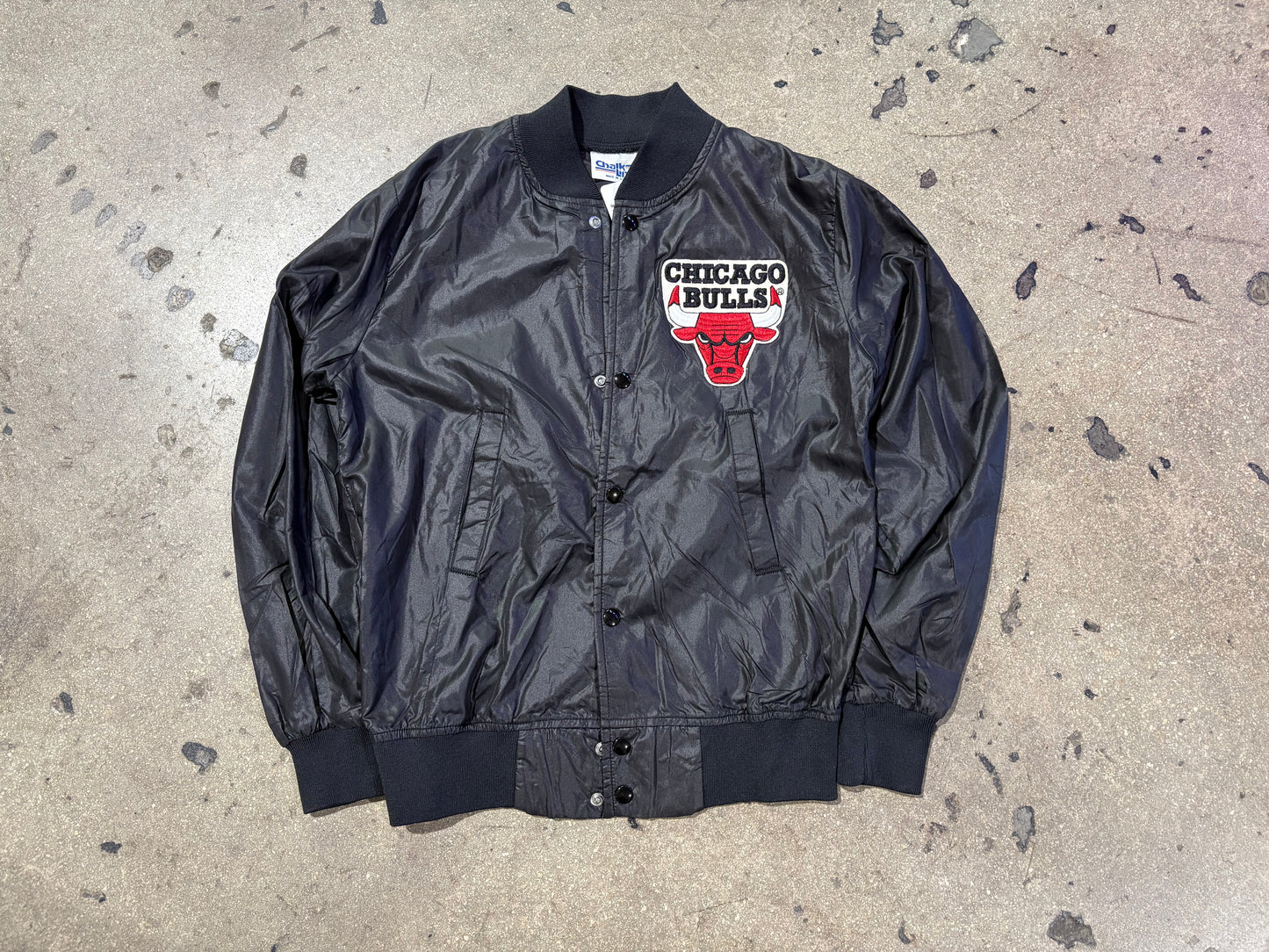 Chalkline Chicago Bulls Nylon Varsity Jacket - Black Size Small