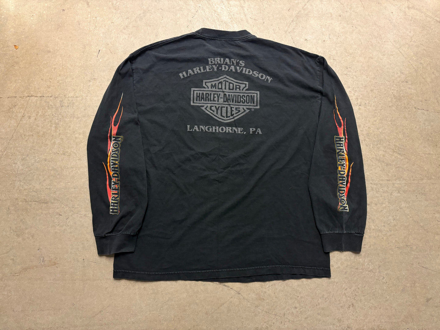 Harley Davidson Eagle & Flames Long Sleeve Tee - Black Size XXL