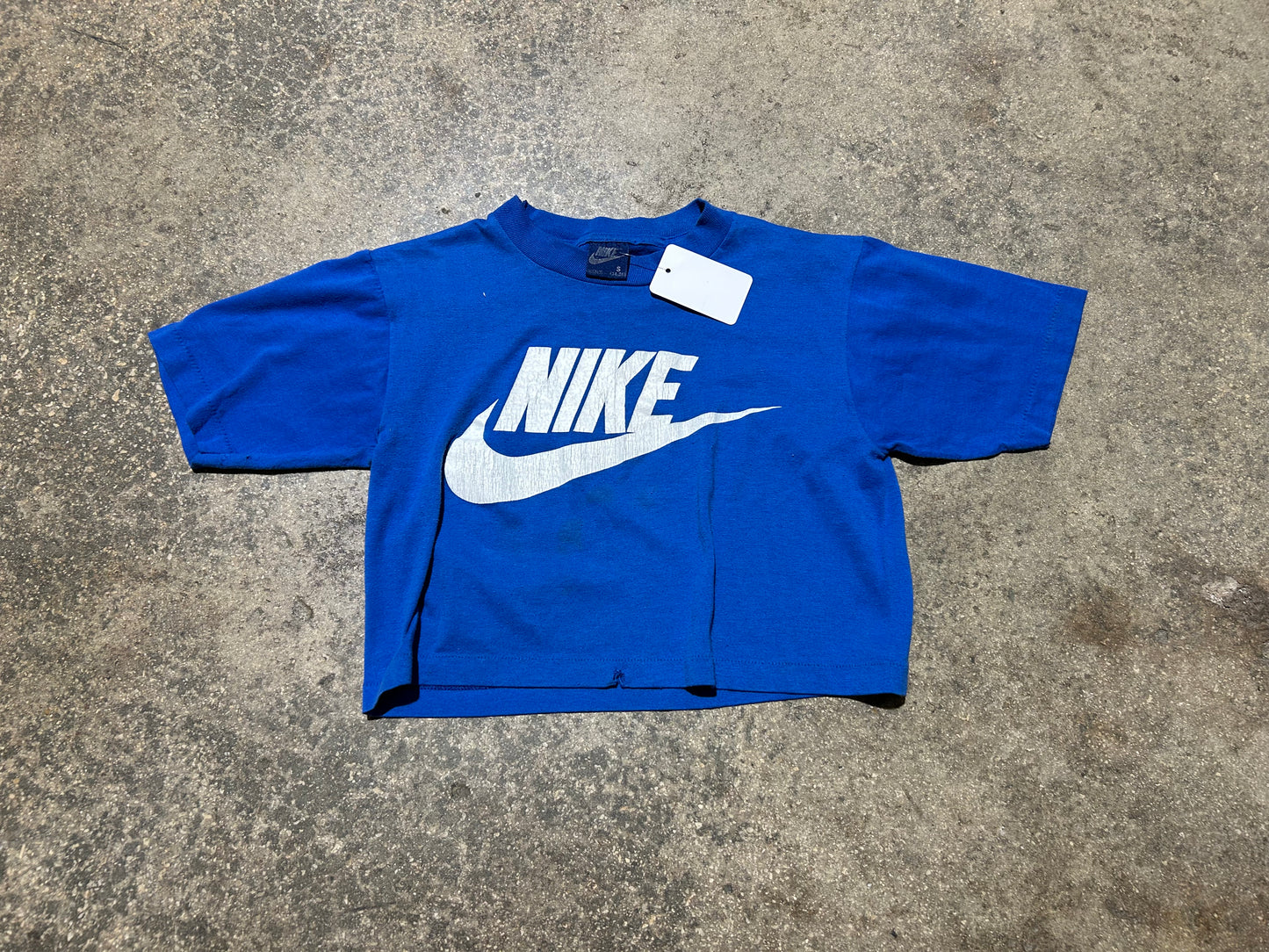 Nike Cropped Tee - Blue Size Small