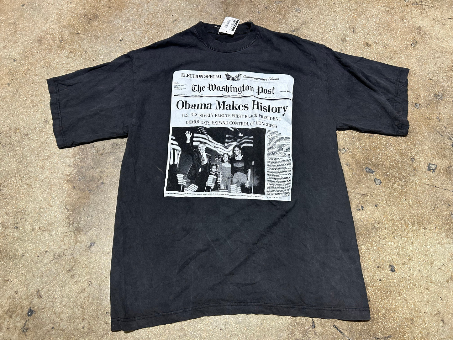 Washington Post Obama Makes History Tee - Black Size XXL