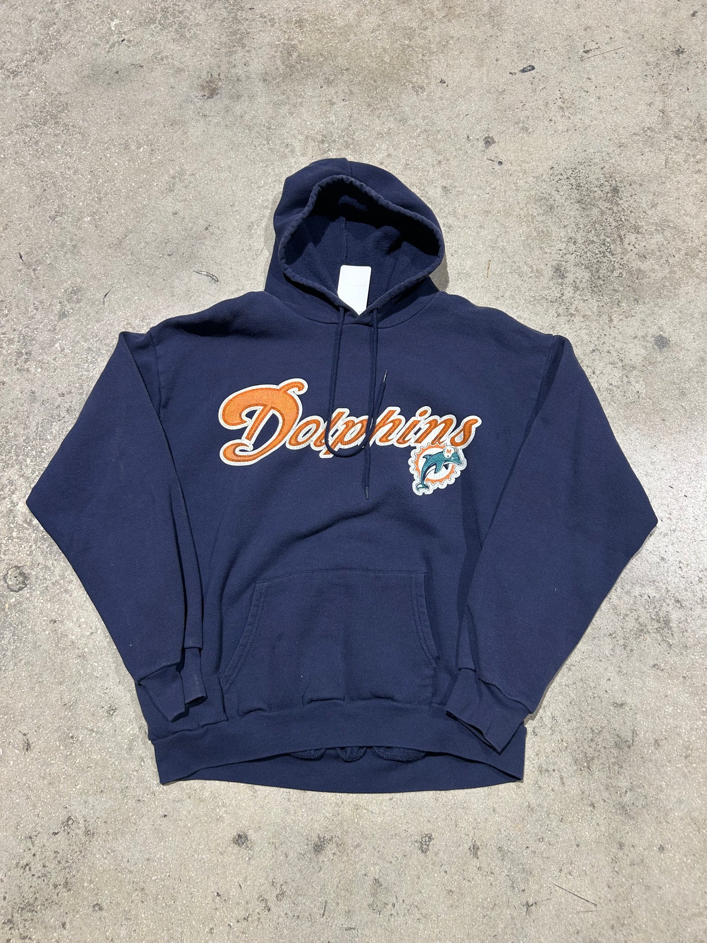 2000s Miami Dolphin Logo Hoodie - Navy Size Small