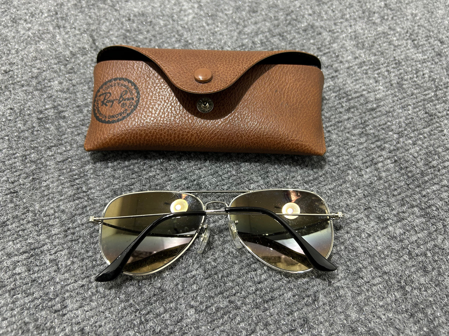 Ray Bans Aviator Sunglasses - Silver/Brown