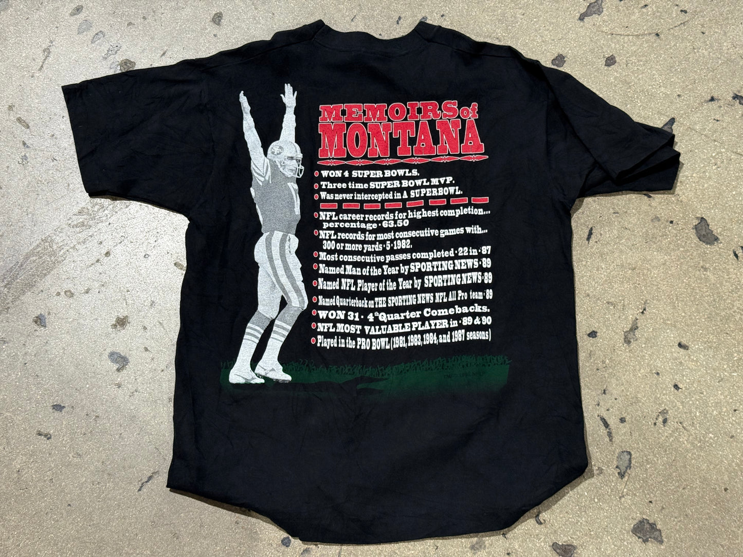 1995 Salem Joe Montana Rap Style Tee - Black Size Large