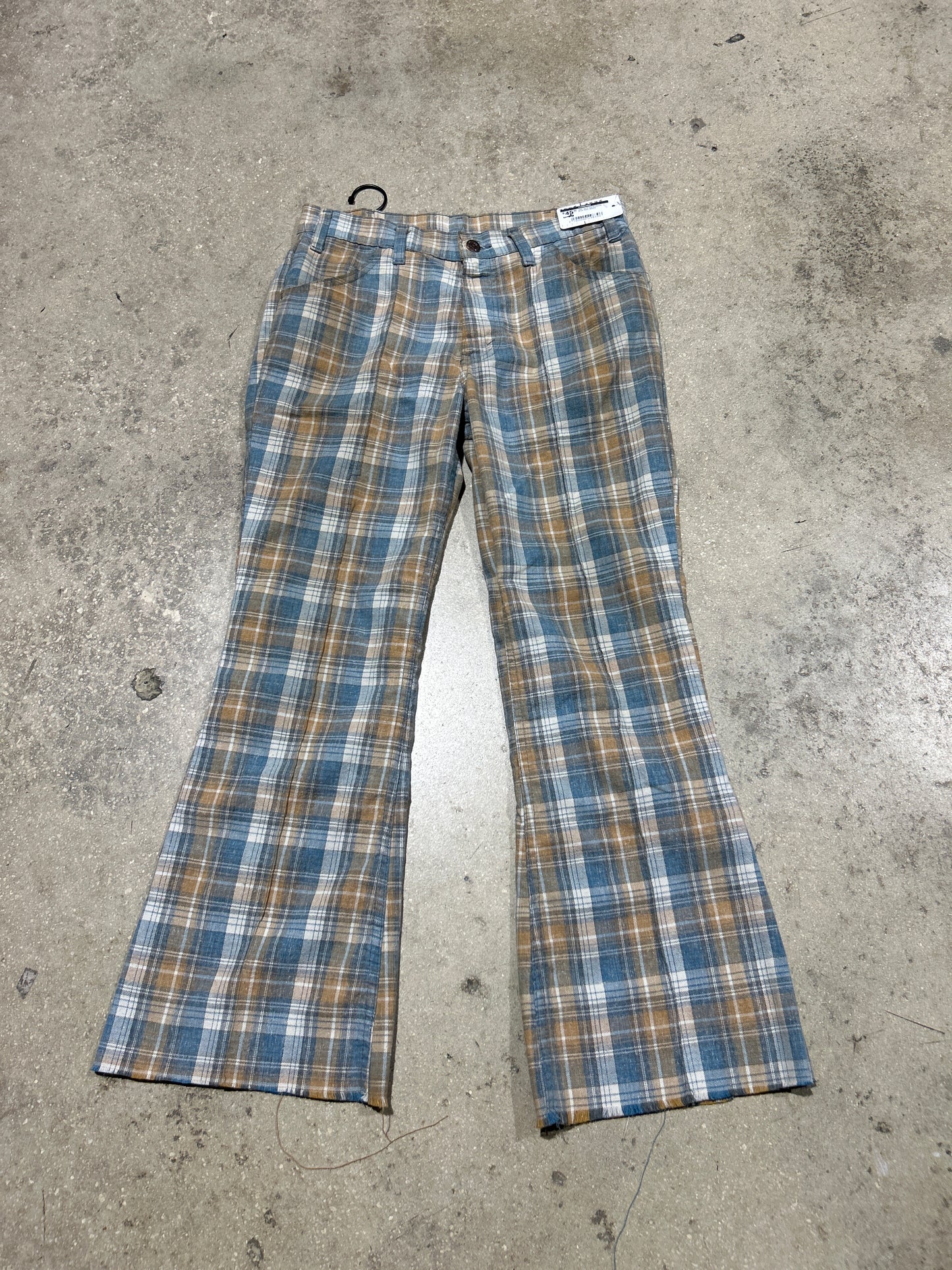 70s Levis Plaid Pants - Blue Size 30x29