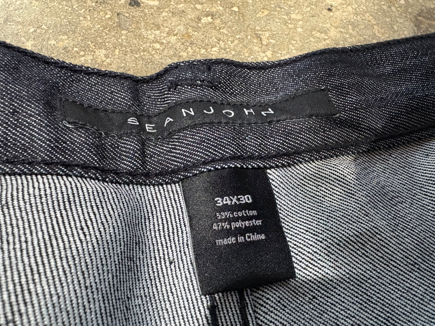 Sean John Raw Baggy Denim Jeans - Dark Navy Size 34 x 30