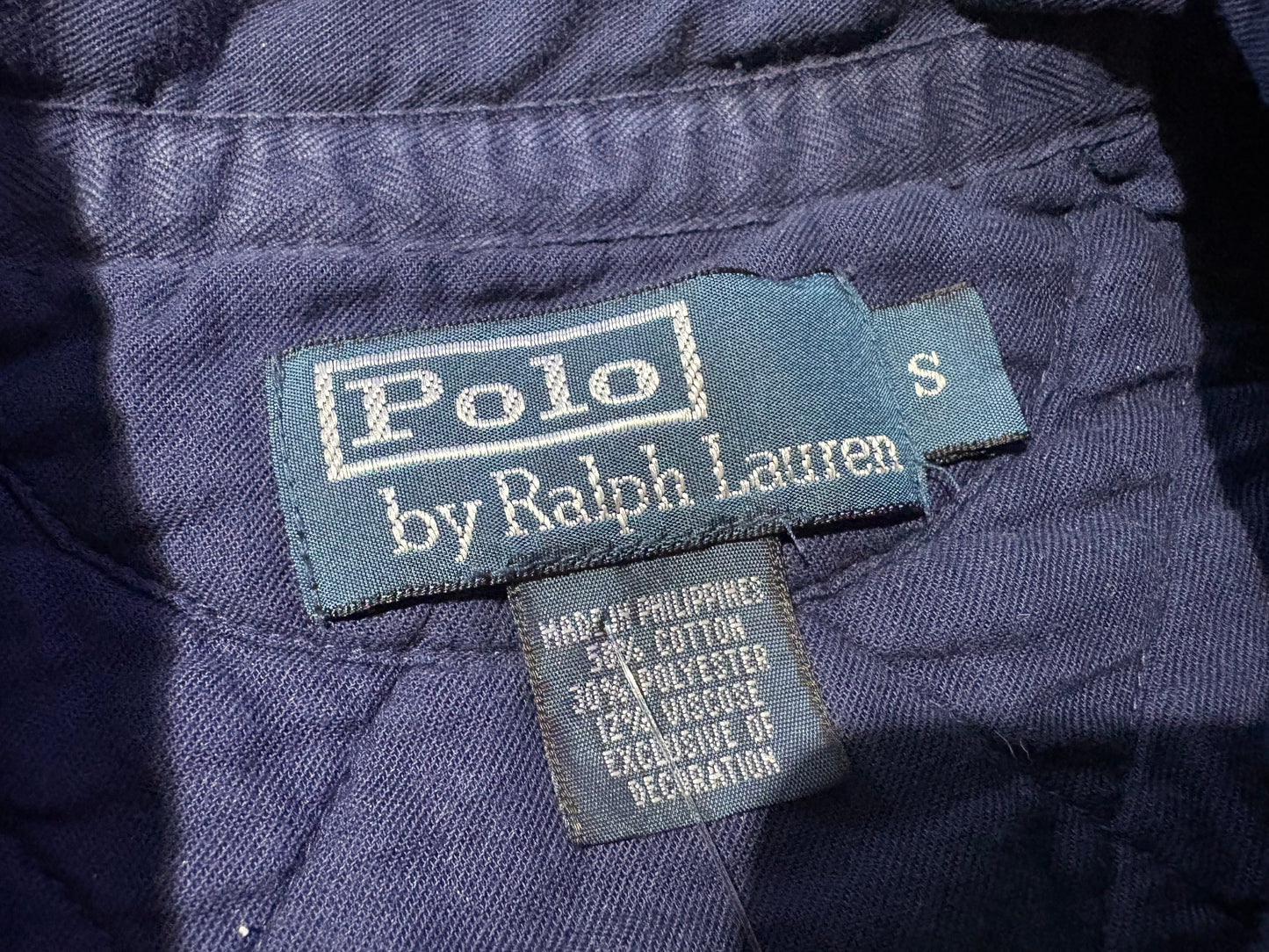 Polo Ralph Lauren Quilted Rugby Shirt - Navy Size Small
