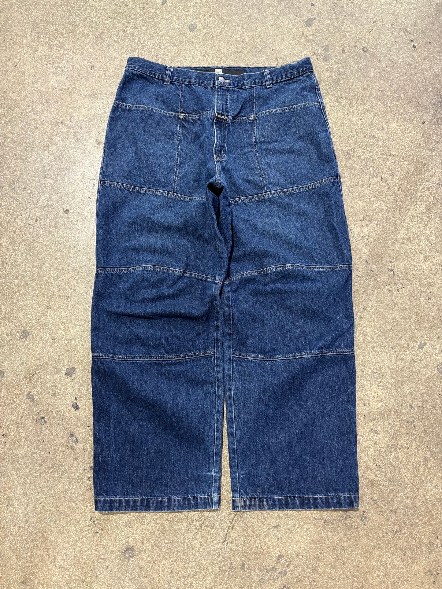 Marithe Francois Girbaud Double Knee Baggy Jeans - Dark Blue Size 40 x 32