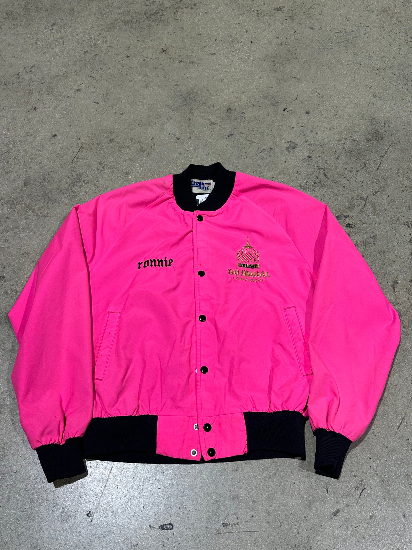 Trump Taj Mahal Casino Resort Bomber Jacket - Fuchsia Pink Size Medium
