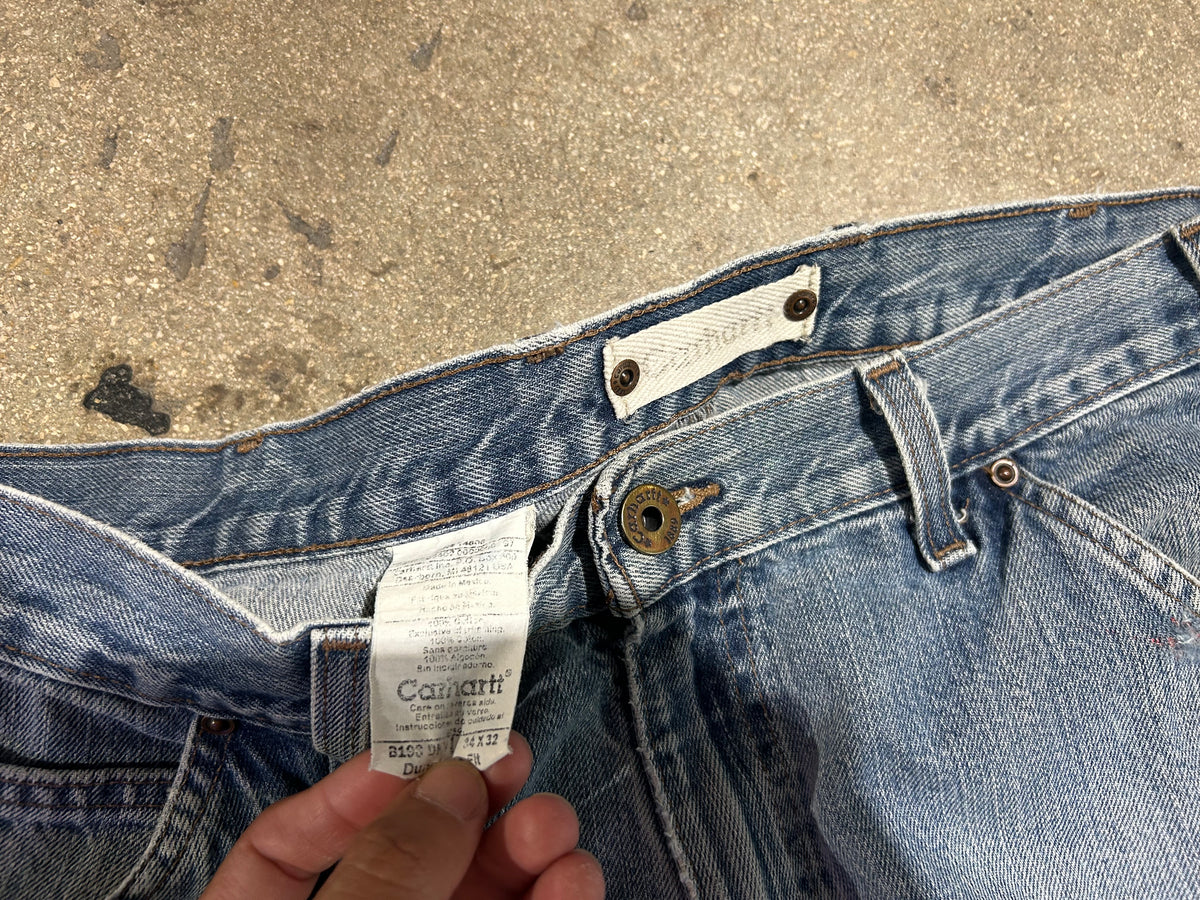 Carhartt Double Knee Carpenter Denim Pants - Blue Size 34x32
