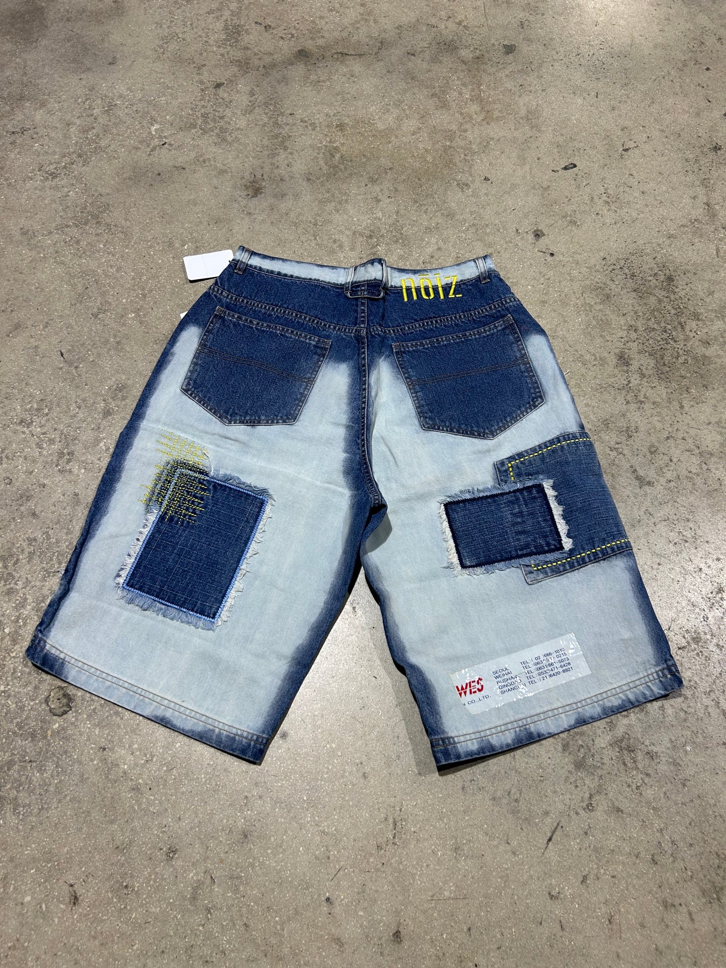Noiz Patchwork Denim Shorts - Bleached Size 34