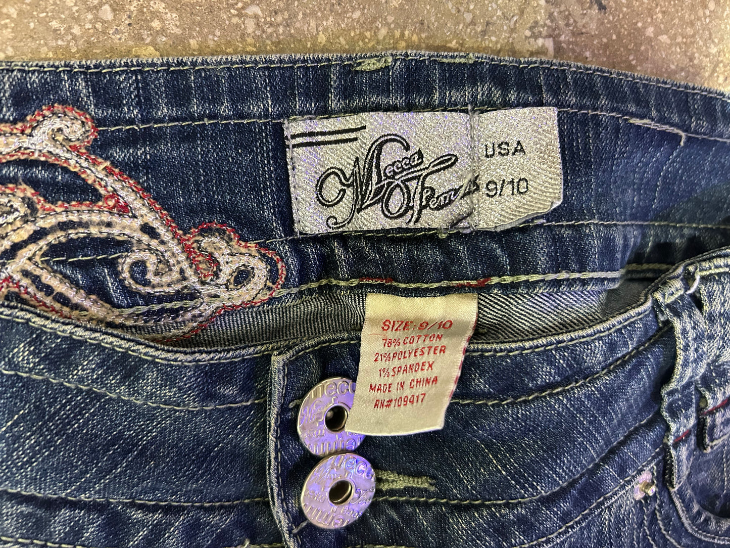 WMNS Mecca Jeans Big Embroidery Pants - Navy Size 10