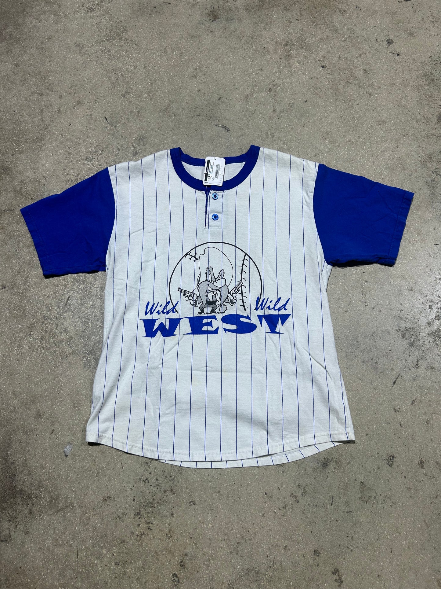Yosemite Sam Baseball Shirt - Pinstripe Blue/White Size Medium