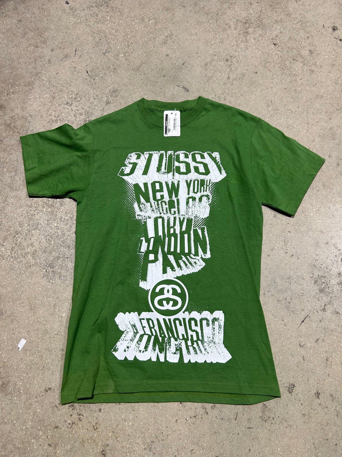 Stussy Block Letter Tee - Green Size Medium