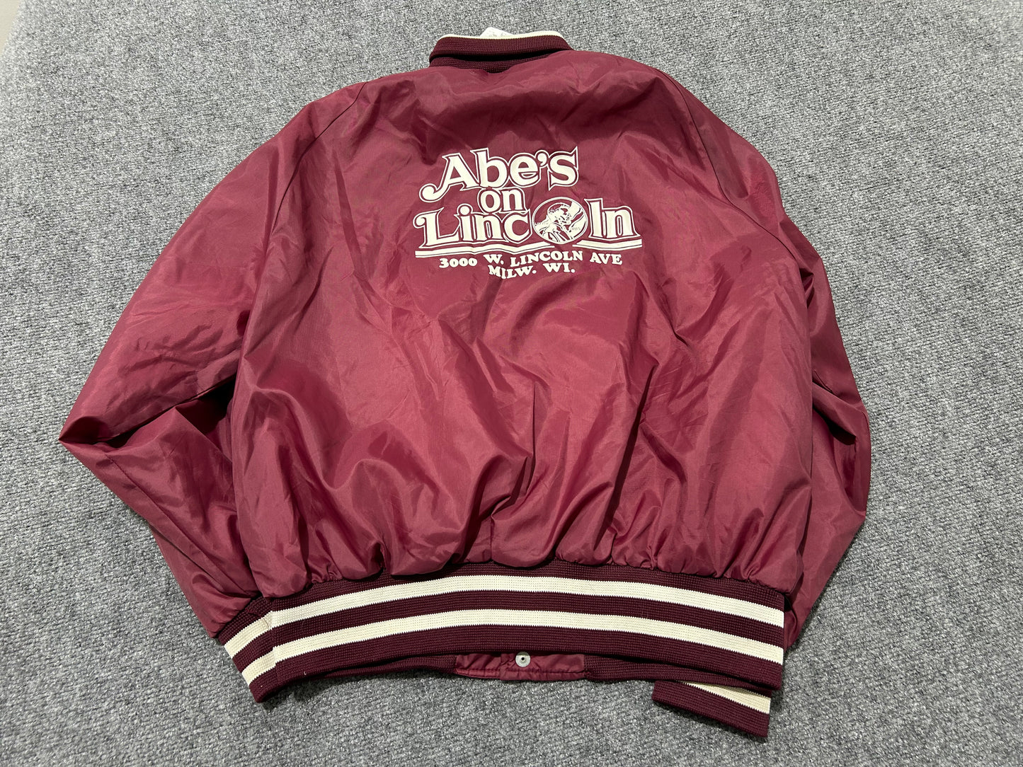 Abe On Lincolns Poop Satin Jacket - Red Size Large