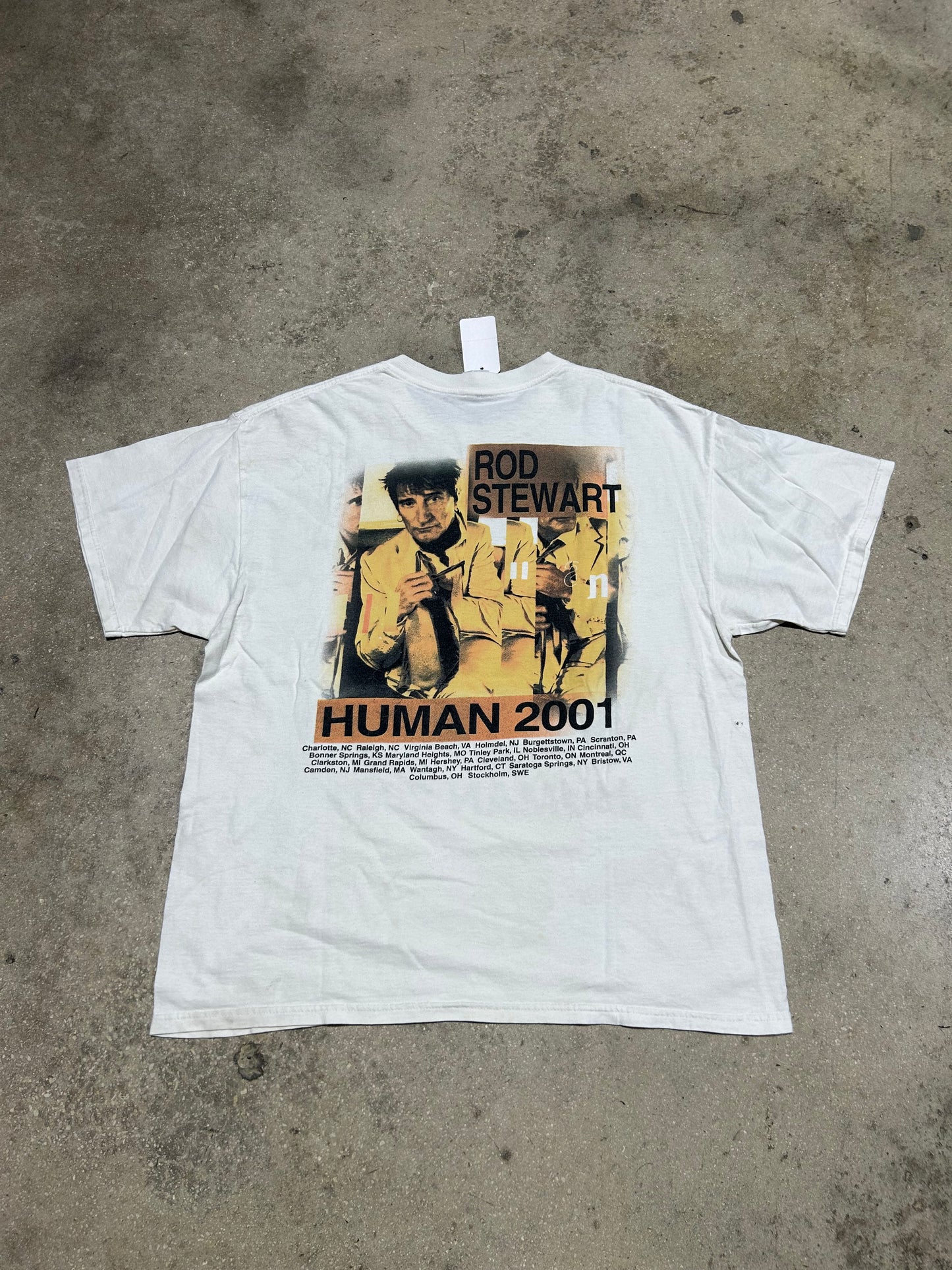 2001 Rod Stewart Human Tour Tee - White Size XL