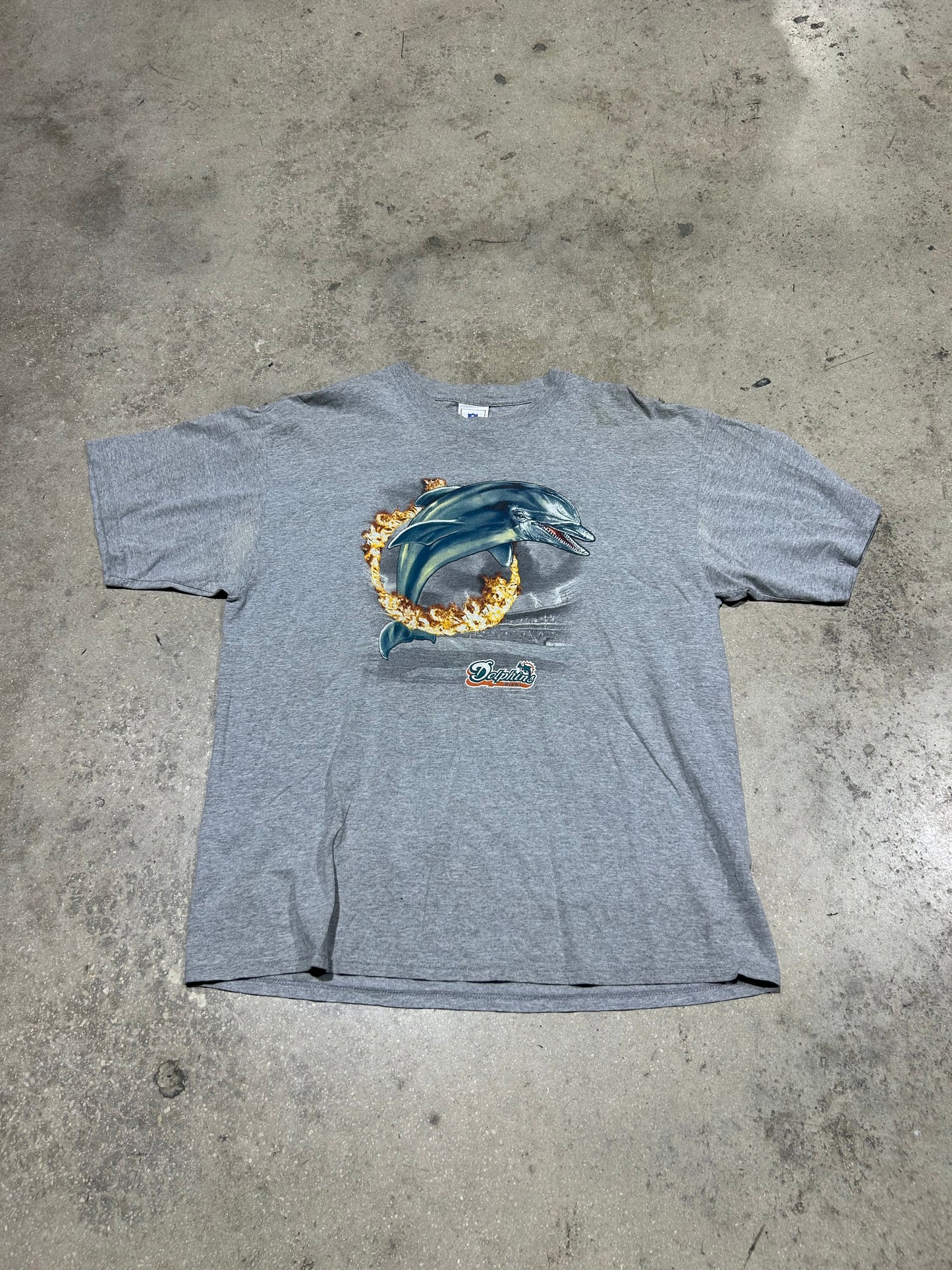 NFL Miami Dolphins Creepy Dolphin Tee - Grey Size XL