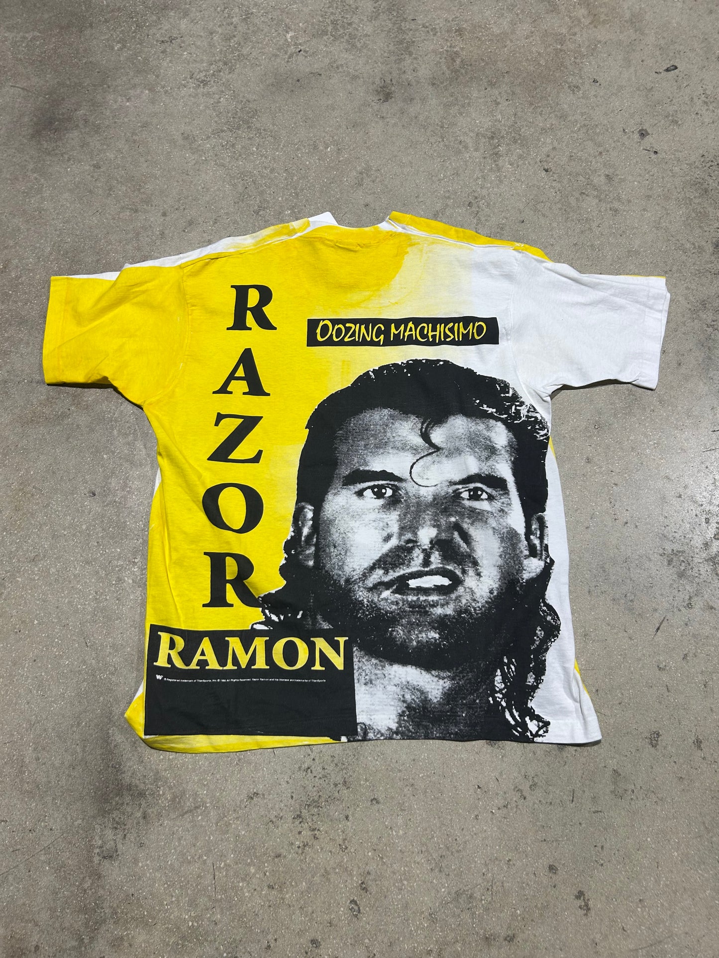 1993 Razor Ramon Oozing Machisimo AOP Tee - Yellow/Black/White Size XL