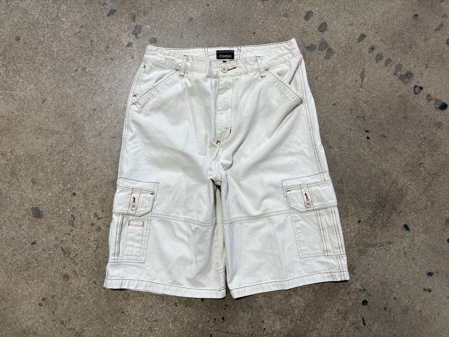 Knockout Baggy Cargo Shorts - Khaki Size 34