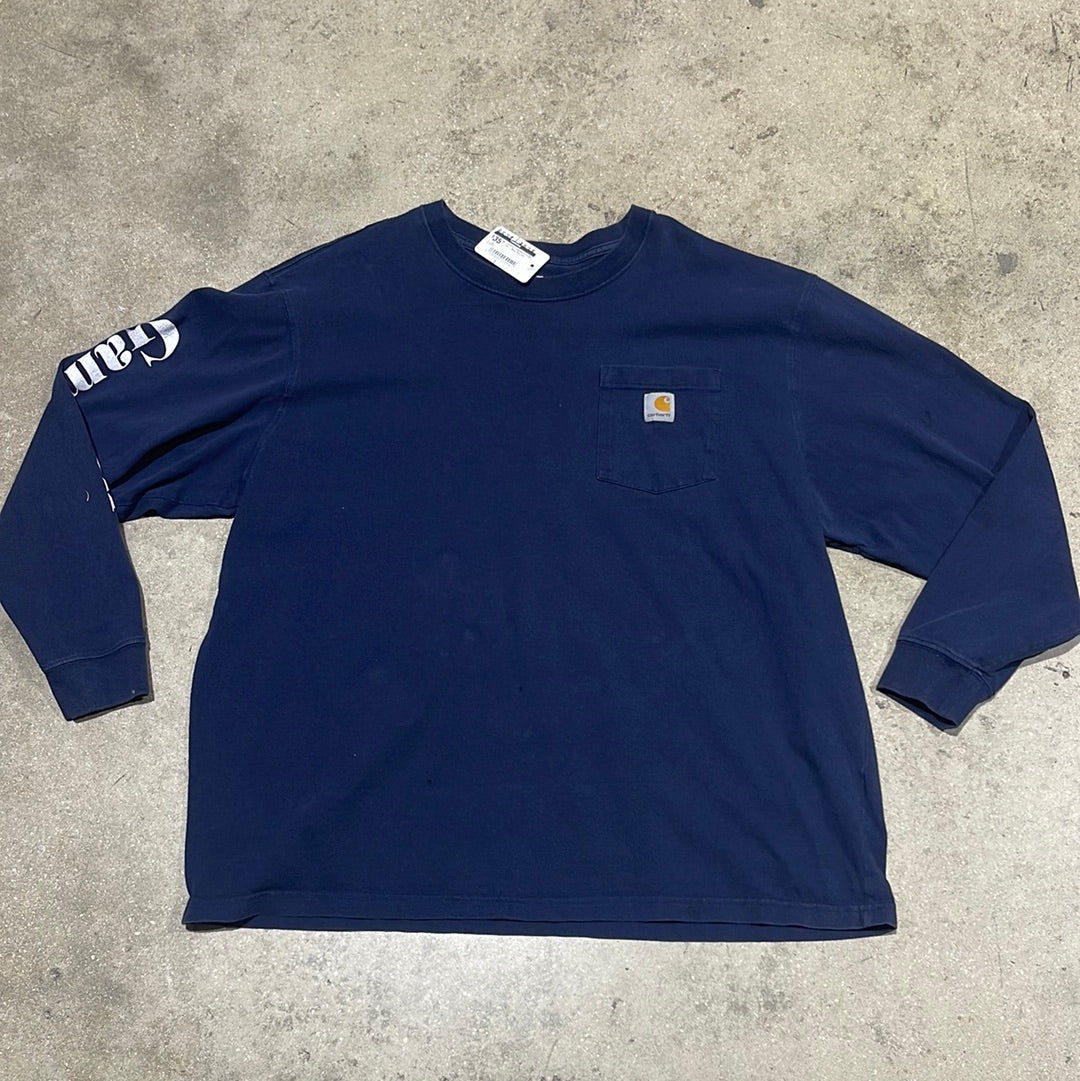 Carhartt Longsleeve Pocket Tee - Navy Size XXL
