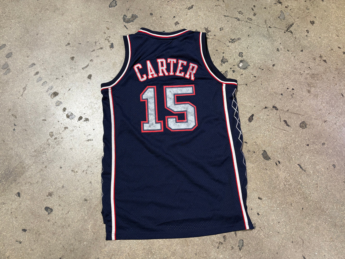 Reebok New Jersey Nets #15 Carter Basketball Jersey - Navy Size Medium