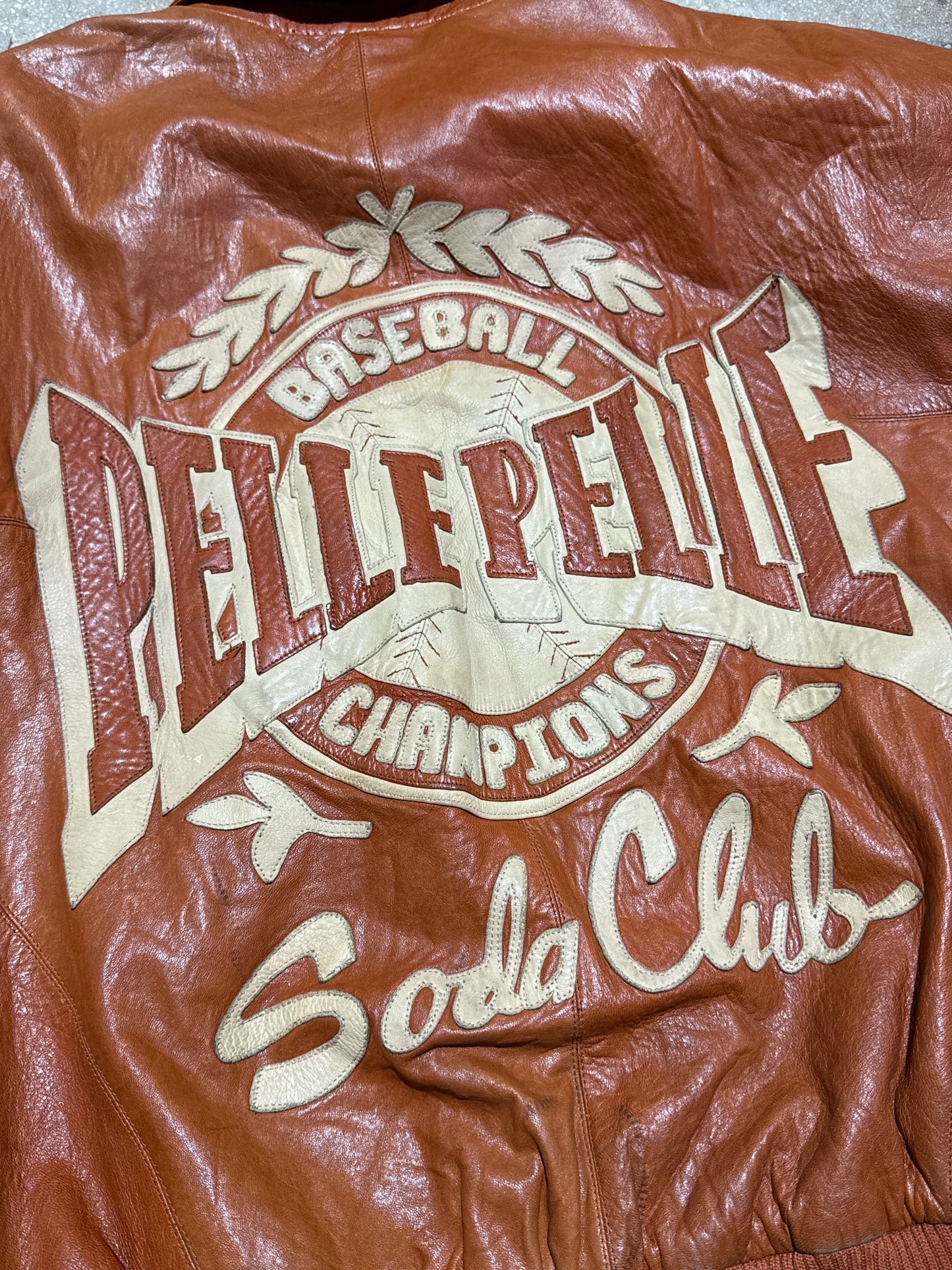 Pelle Pelle Baseball Champions Soda Club Jacket - Butta Pecan Size 46/XL