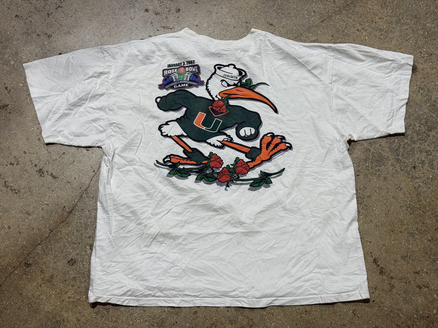 2002 Miami Hurricanes Rose bowl Tee - White Size 2XL