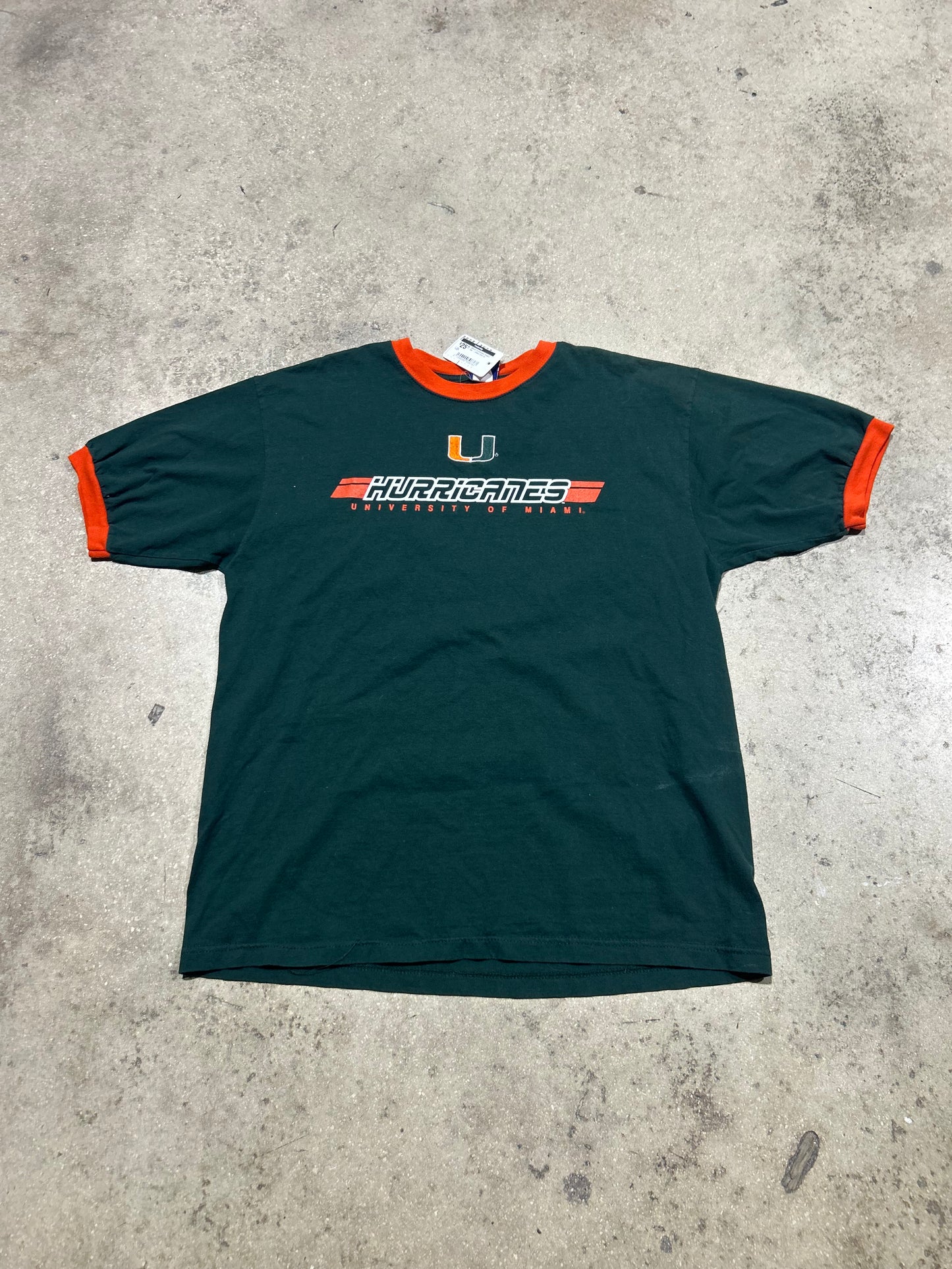 MIami Hurricanes Ringer Tee - Green Size XL